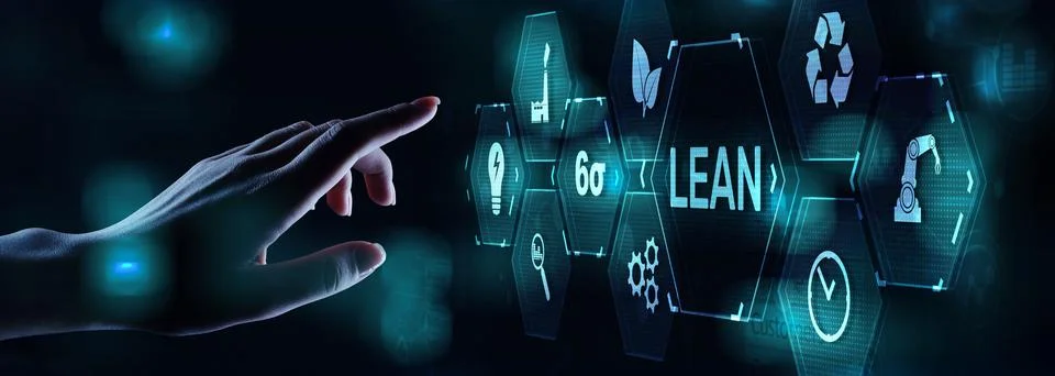 Lean manufacturing and software development methodology concept on screen 스톡 사진