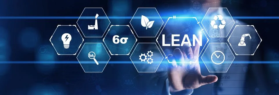 Lean manufacturing and software development methodology concept on screen Stock Photos