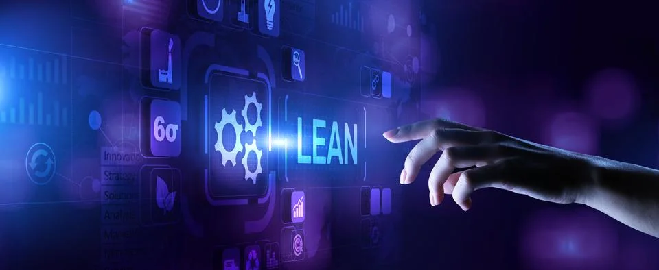 Lean manufacturing and software development methodology concept on screen. Stock Photos
