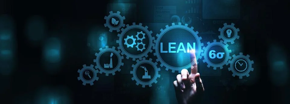 Lean manufacturing and software development methodology concept on screen. Stock Photos