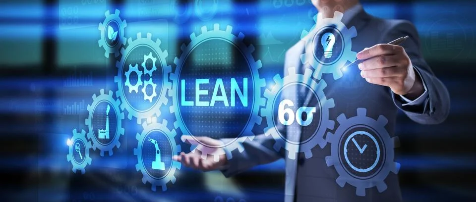 Lean manufacturing and software development methodology concept on screen. Stock Photos