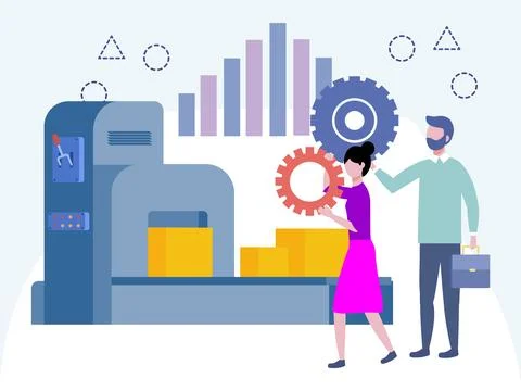 Lean Manufacturing Concept Illustration Style Stock Illustration