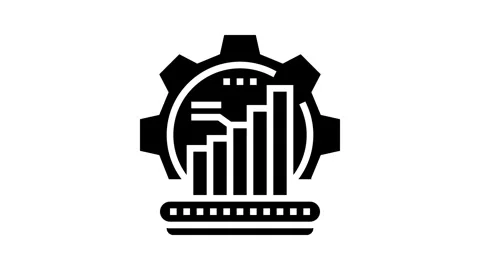 Lean manufacturing mechanical engineer glyph icon animation 스톡 동영상 326153618