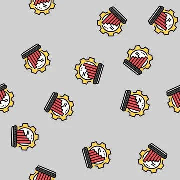 Lean manufacturing mechanical engineer vector seamless pattern Stock Illustration