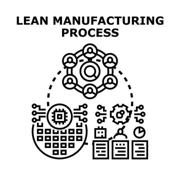 Lean manufacturing process illustrating optimization and workflow Stock Illustration