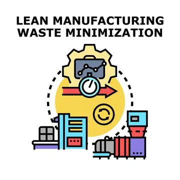 Lean manufacturing waste minimization process optimizing industrial productio Stock Illustration