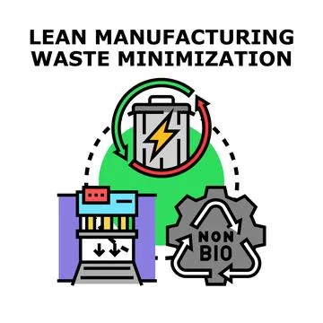 Lean manufacturing waste minimization process for production efficiency Ilustração Stock