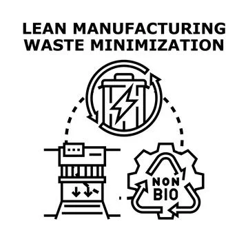 Lean manufacturing waste minimization process for production efficiency Stock Illustration