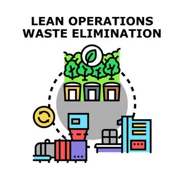 Lean operations waste elimination process improving production efficiency Stock Illustration