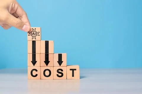 Lean or Cost reduction by Machine learning. AI or Artifice intelligence to .. Stock Photos