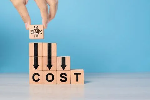 Lean or Cost reduction by Machine learning. AI or Artifice intelligence to .. Stock Photos