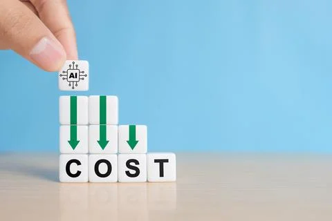 Lean or Cost reduction by Machine learning. AI or Artifice intelligence to .. Stock Photos
