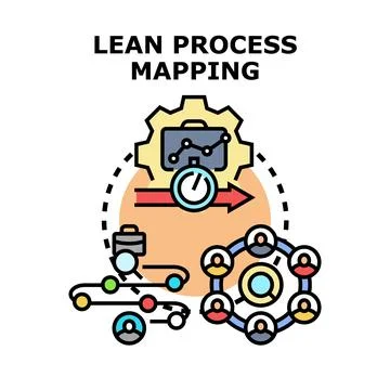 Lean process mapping optimizing business workflow efficiency Stock Illustration