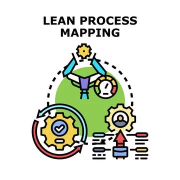 Lean process mapping optimizing business workflow efficiency Stock Illustration