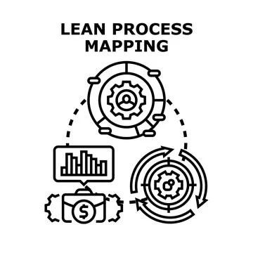 Lean process mapping optimizing business workflow strategy Stock Illustration