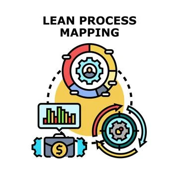 Lean process mapping optimizing business workflow strategy Stock Illustration