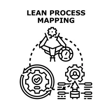 Lean process mapping optimizing business workflow efficiency Stock Illustration