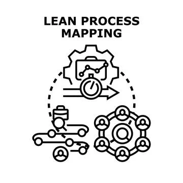 Lean process mapping optimizing business workflow efficiency Stock Illustration