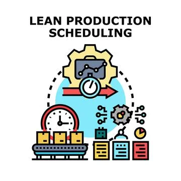 Lean production scheduling improving efficiency reducing waste process Stock Illustration