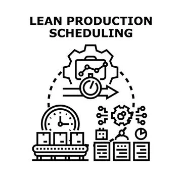 Lean production scheduling improving efficiency reducing waste process Stock Illustration
