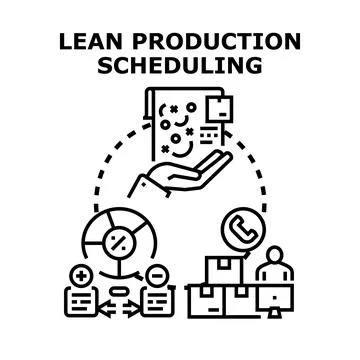 Lean production scheduling optimizing business workflow and logistics Stock Illustration