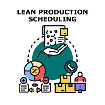 Lean production scheduling optimizing business workflow and logistics Stock Illustration