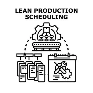 Lean production scheduling optimizing workflow and process management Ilustração Stock