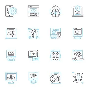 Lean programming linear icons set. Efficiency, Optimization, Streamlining Stock Illustration