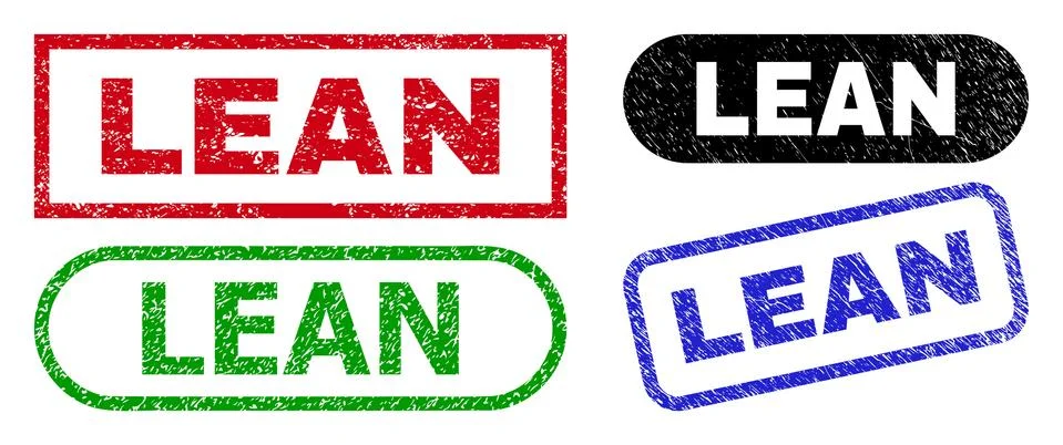 LEAN Rectangle Stamps with Grunged Texture Stock Illustration