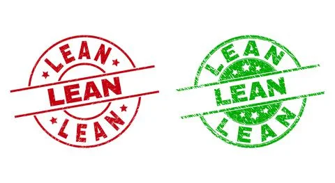 LEAN Round Badges with Grunged Texture Illustrazione stock