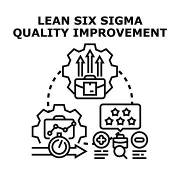 Lean six sigma methodology achieving quality improvement process goals Stock Illustration