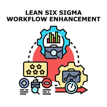 Lean six sigma methodology enhancing business workflow process Stock Illustration