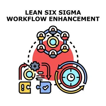 Lean six sigma methodology enhancing business workflow process Stock Illustration