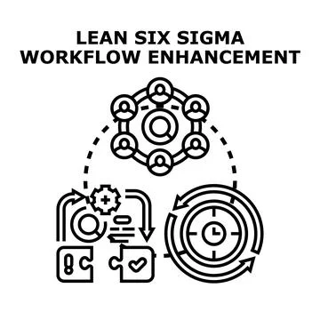 Lean six sigma methodology enhancing business workflow process Ilustração Stock