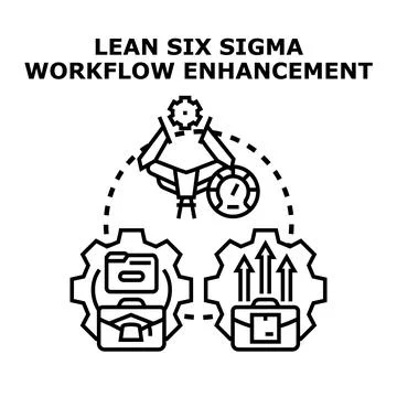 Lean six sigma process workflow enhancement concept Ilustração Stock