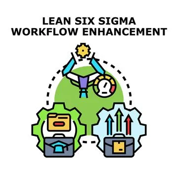 Lean six sigma process workflow enhancement concept Ilustração Stock