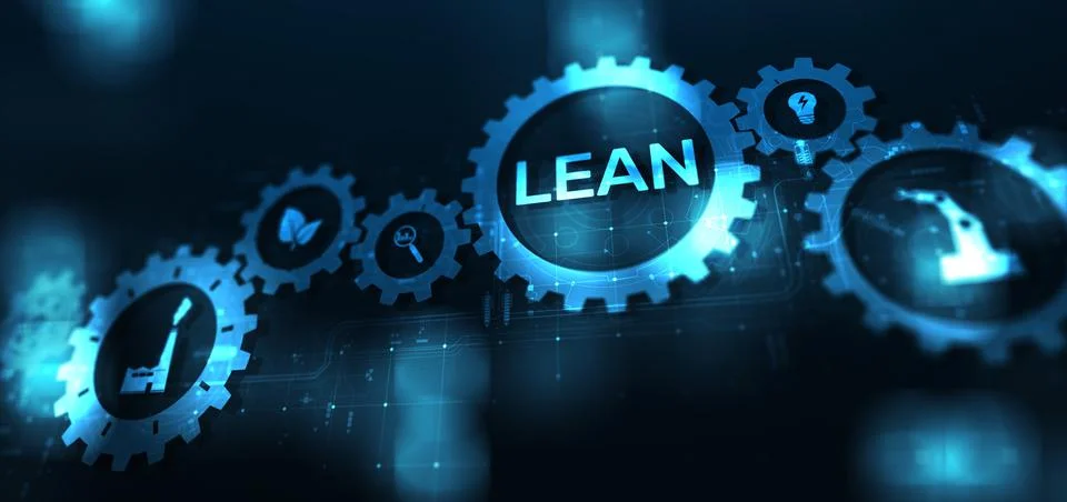 Lean, Six sigma, quality control and manufacturing process management concept on Ilustração Stock