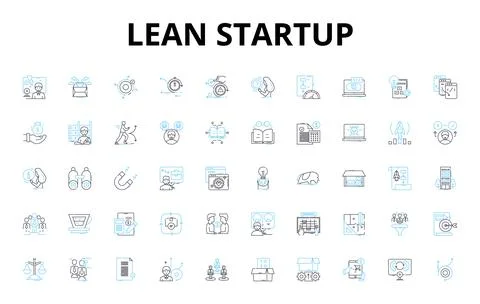 Lean startup linear icons set. Agility, Innovation, Validation, Iteration Stock Illustration