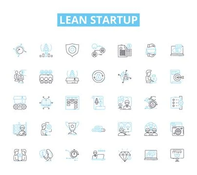Lean startup linear icons set. Agility, Innovation, Validation, Iteration Stock Illustration