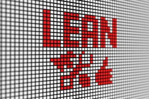 LEAN text scoreboard blurred background 3d illustration Stock Illustration