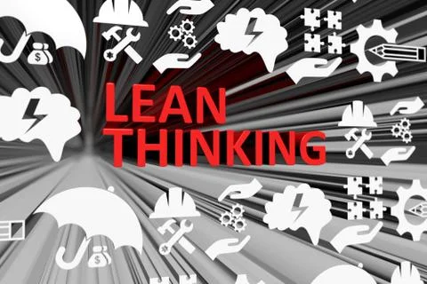 LEAN THINKING concept blurred background 3d render illustration Stock Illustration