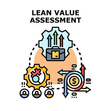 Lean value assessment process optimizing business performance concept Stock Illustration