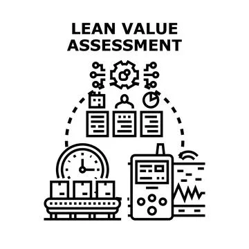 Lean value assessment process optimizing business efficiency Ilustração Stock