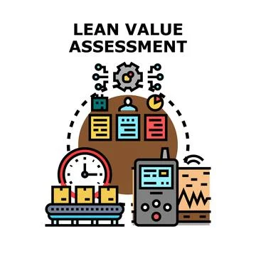 Lean value assessment process optimizing business efficiency Ilustração Stock
