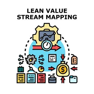 Lean value stream mapping business process optimization Stock Illustration