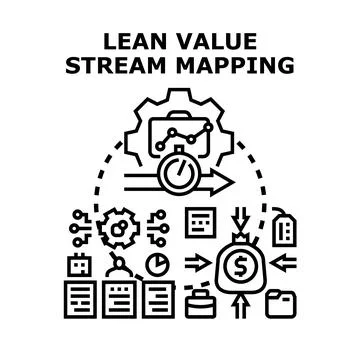 Lean value stream mapping business process optimization Stock Illustration