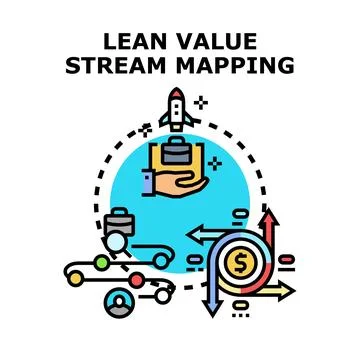 Lean value stream mapping optimizing business process flow 스톡 일러스트