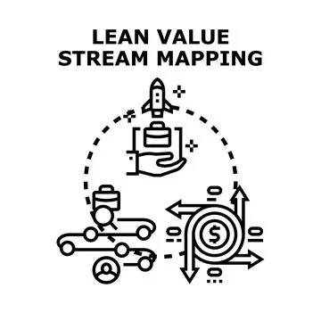 Lean value stream mapping optimizing business process flow 스톡 일러스트