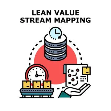 Lean value stream mapping optimizing business process Stock Illustration