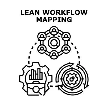 Lean workflow mapping for business process optimization Stock Illustration